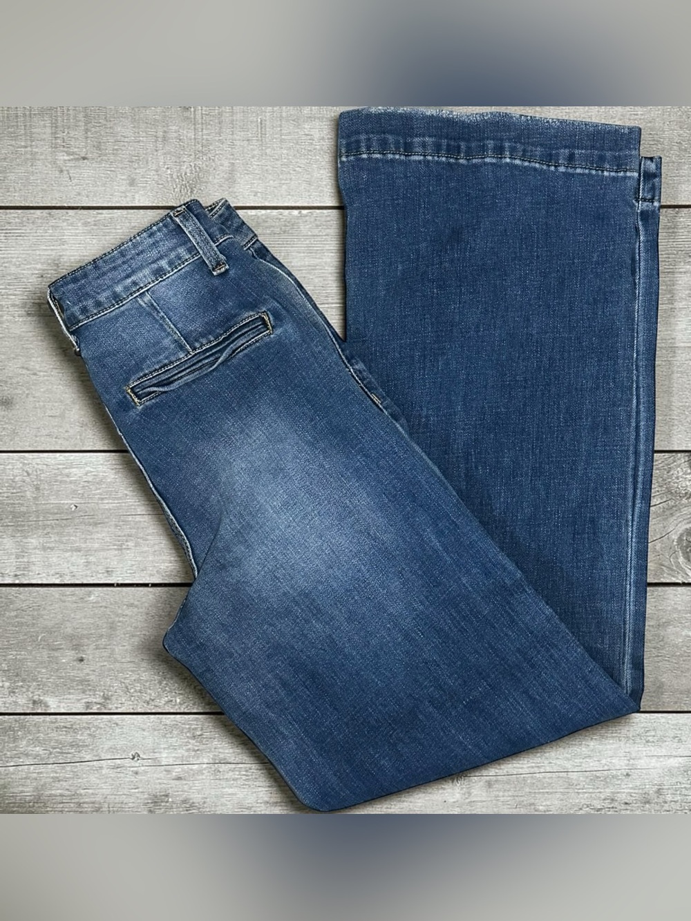 KanCan High Rise Wide Leg Trouser Jeans 24 W1 Blue Stretch Denim Retro Fit